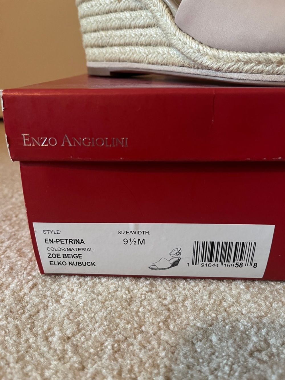 Enzo Angiolini Beige Espadrille Ankle-Strap leather Wedge Sandals - Picture 2 of 5